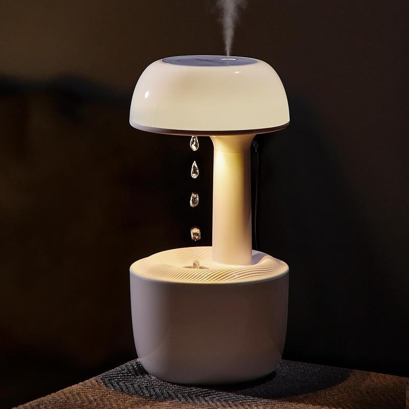 【MUNBYN Mushroom anti Gravity Humidifier】 Water Drop Humidifier with Multi Colors Night Lights for Bedroom, Home & Office, Auto Power-Off Protection with 8 Hours Battery Life, Quiet Diffuser with 38Db, Air Humidifier Gift