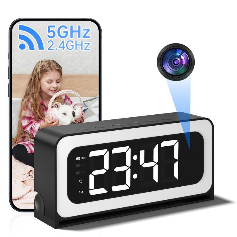 Wifi Surveillance Camera - 1080P HD Wireless Camera Clock , Night Vision, Motion Detection, Loop Recording, 2.4Ghz Wifi Connectivity, Battery Powered, Remote Real-Time Viewing, Perfect for Home, Office, Warehouse Monitoring