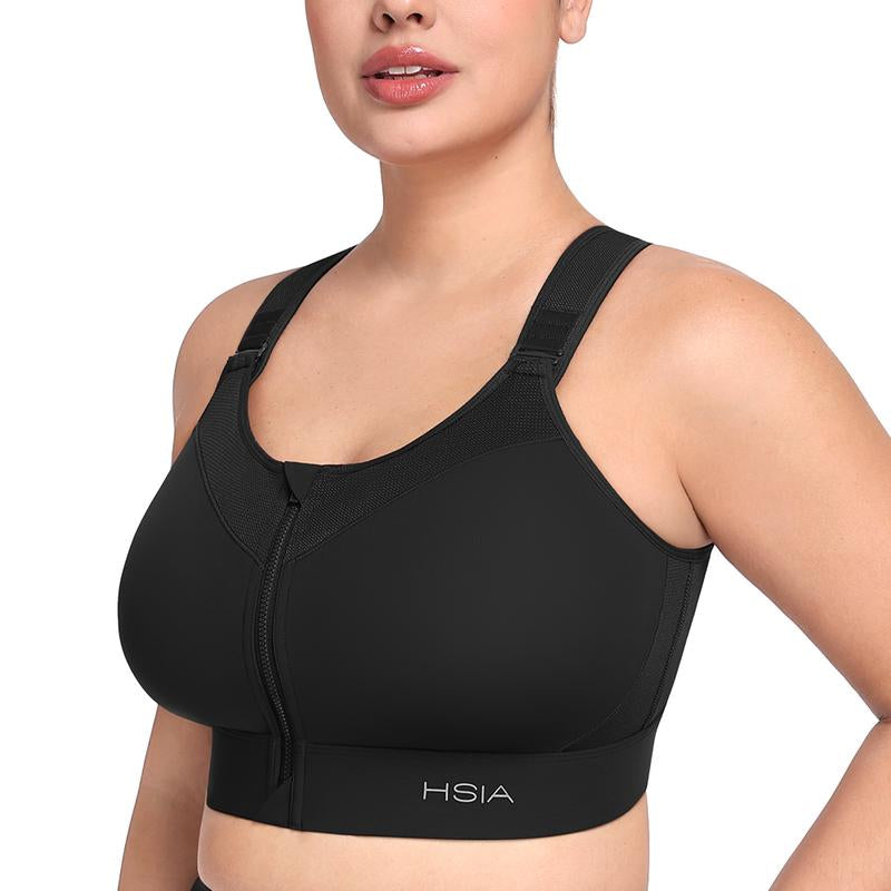 HSIA Powermove High Support Zip Front Sports Bra Wireless No Bounce Adjustable Wide Straps Tiktokshopblackfriday