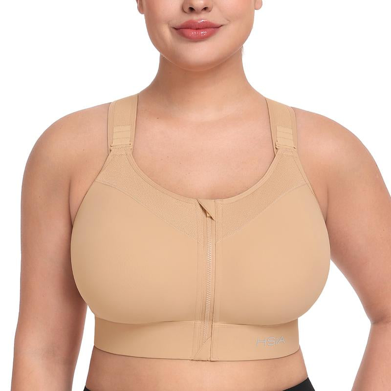 HSIA Powermove High Support Zip Front Sports Bra Wireless No Bounce Adjustable Wide Straps Tiktokshopblackfriday