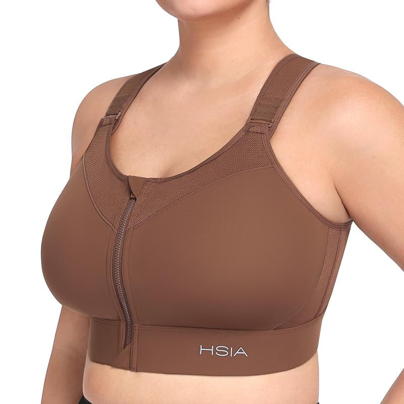 HSIA Powermove High Support Zip Front Sports Bra Wireless No Bounce Adjustable Wide Straps Tiktokshopblackfriday