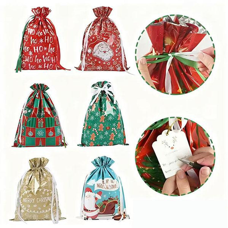 50PCS Christmas Gift Wrapping Set(25 Colorful Bags +25 Tags)-Random Patternssay Goodbye to Single-Style Gift Bags, Perfectfor Holiday Gifts
